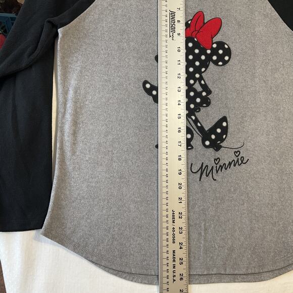Disney Women Sleepwear L Gray Polka Dot Minnie Mouse Graphic Print Long Sleeve - Picture 5 of 6